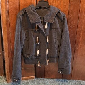 Topshop Cropped Wool Pea Bomber Jacket - Size US 4 UK 8